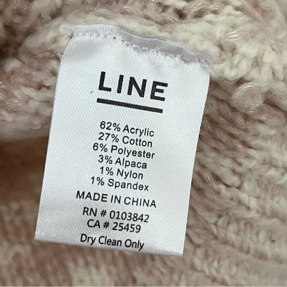 Line The Label Agnes Pink and White Alpaca Turtleneck Sweater Sz Medium  NWT - Picture 6 of 8
